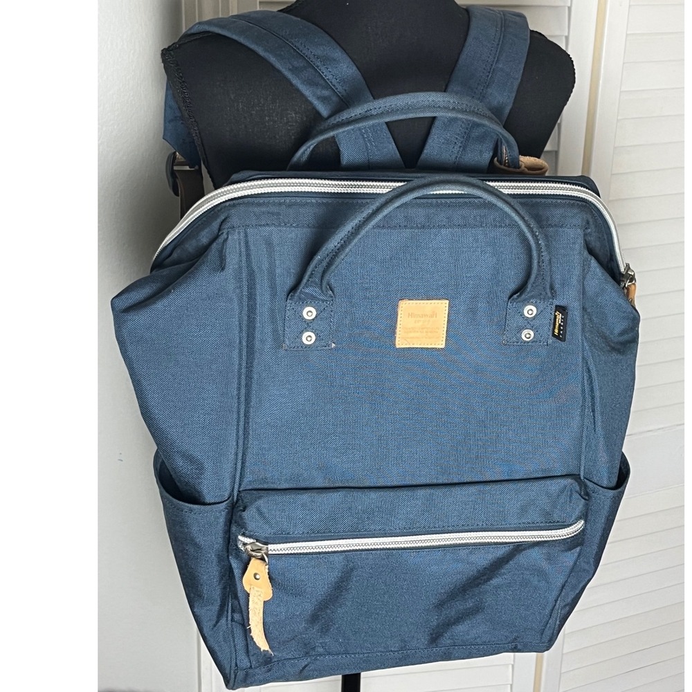Himawari Contrast Waterproof Canvas & Leather Backpack Bag Laptop Travel  Unisex